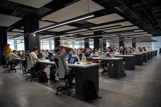 Employees working in a modern