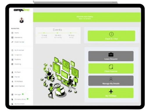 Screenshot of time and attendance software