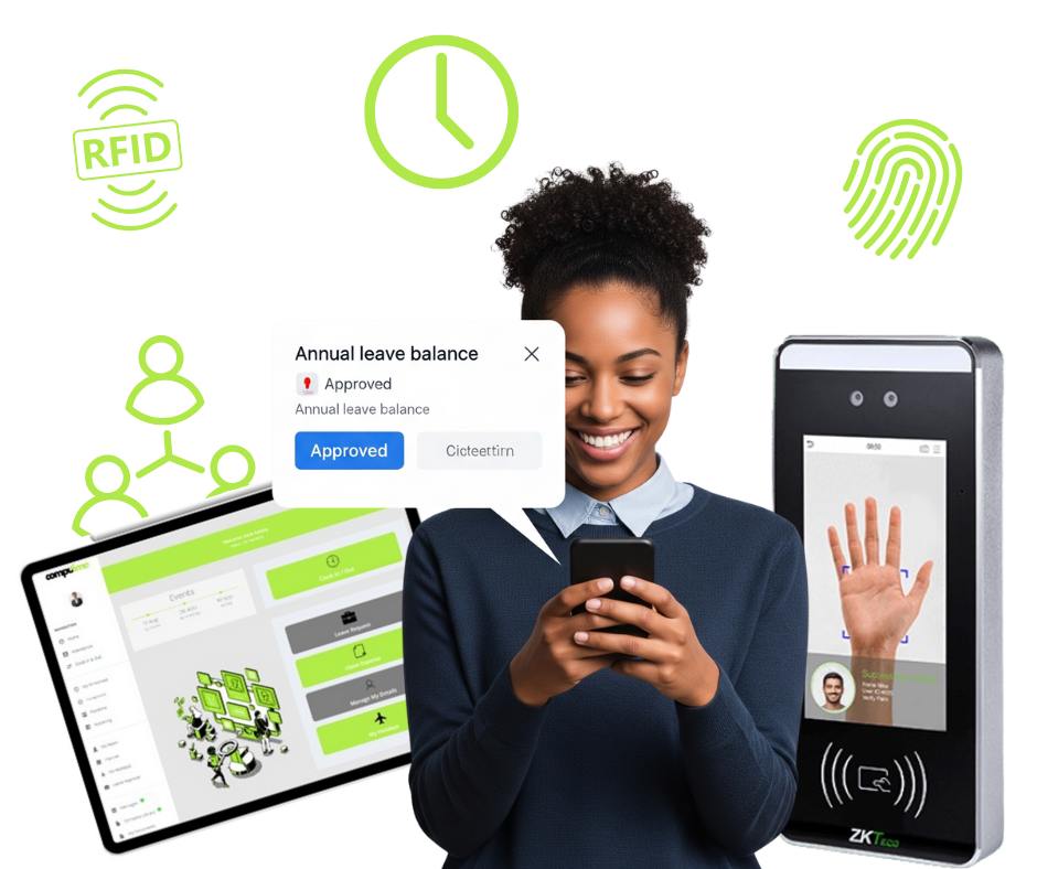 Time and attendance mobile app showing who is on site