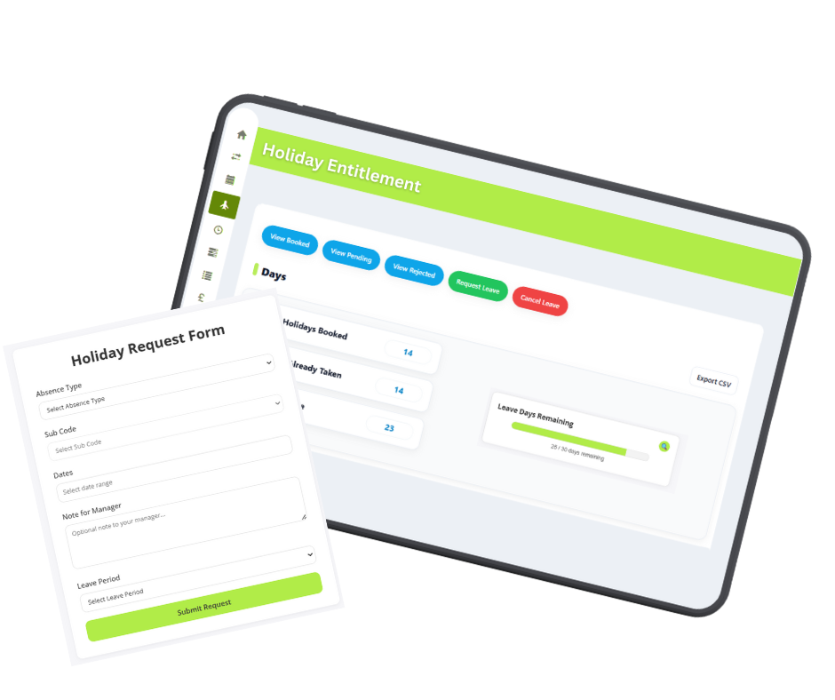 Holiday Entitlement dashboard