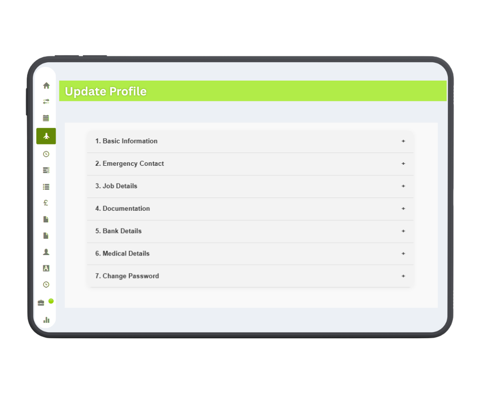 Update Profile section Employee Web Portal