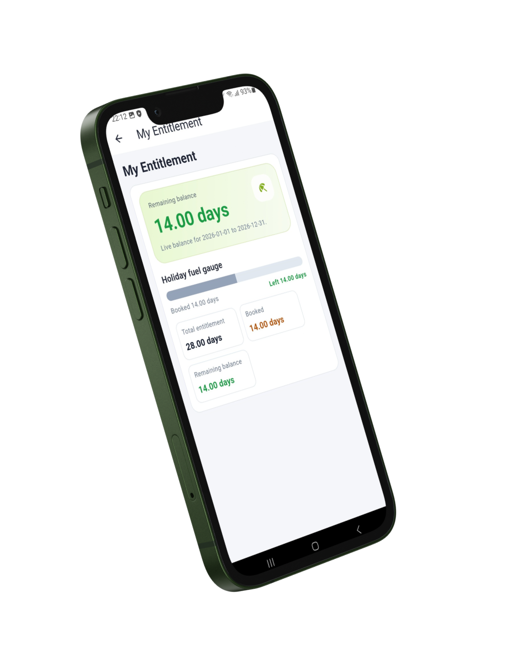 Syncro app My Entitlement screen