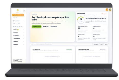 Syncro Connect time and attendance software dashboard