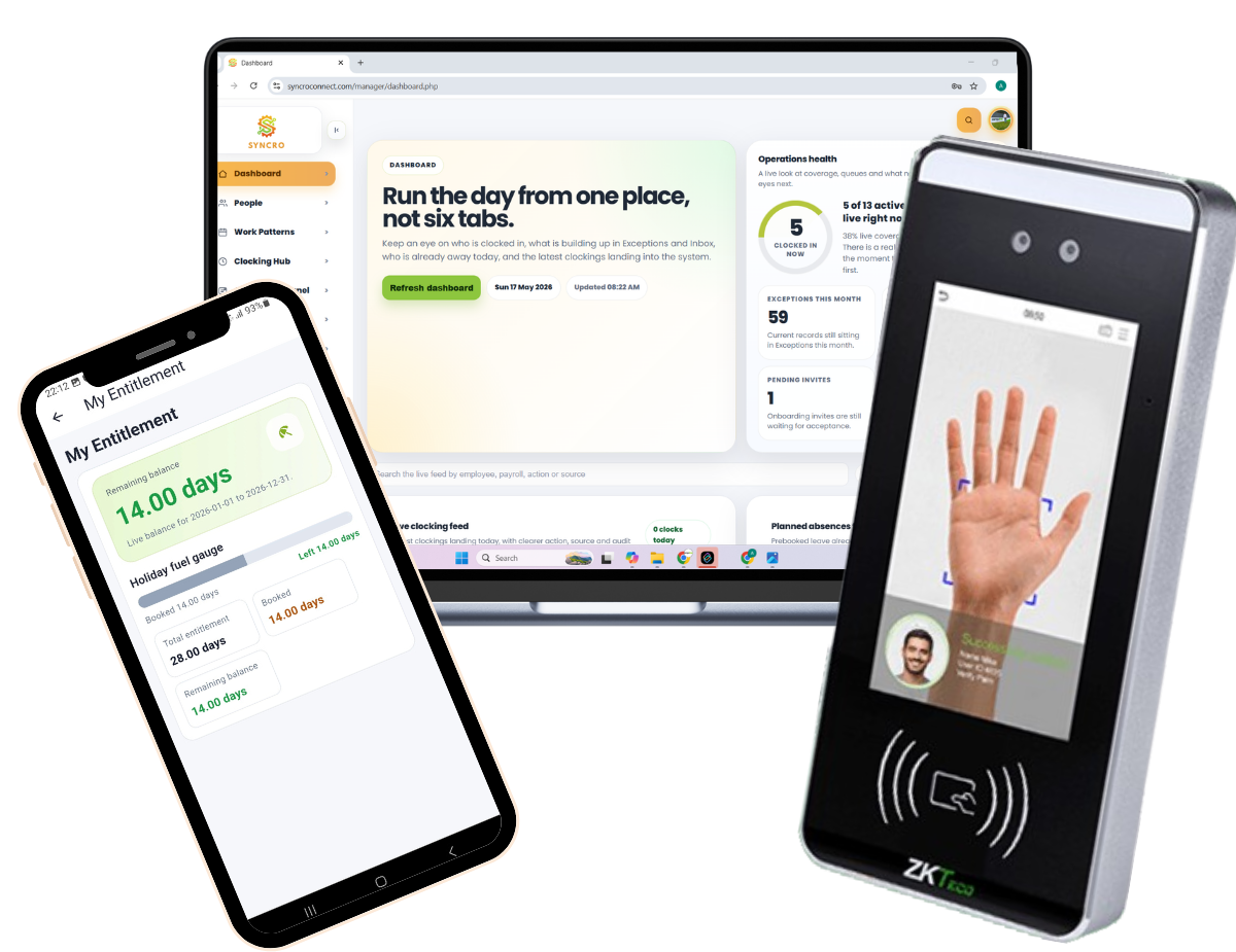 Syncro Connect time and attendance software